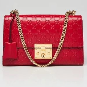 GUCCI
Red Guccissima Leather Padlock Medium Shoulder
Bag